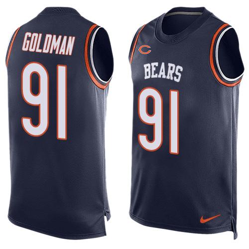 Nike Bears #91 Eddie Goldman Navy Blue Team Color Men's Stitched NFL Limited Tank Top Jersey - Click Image to Close